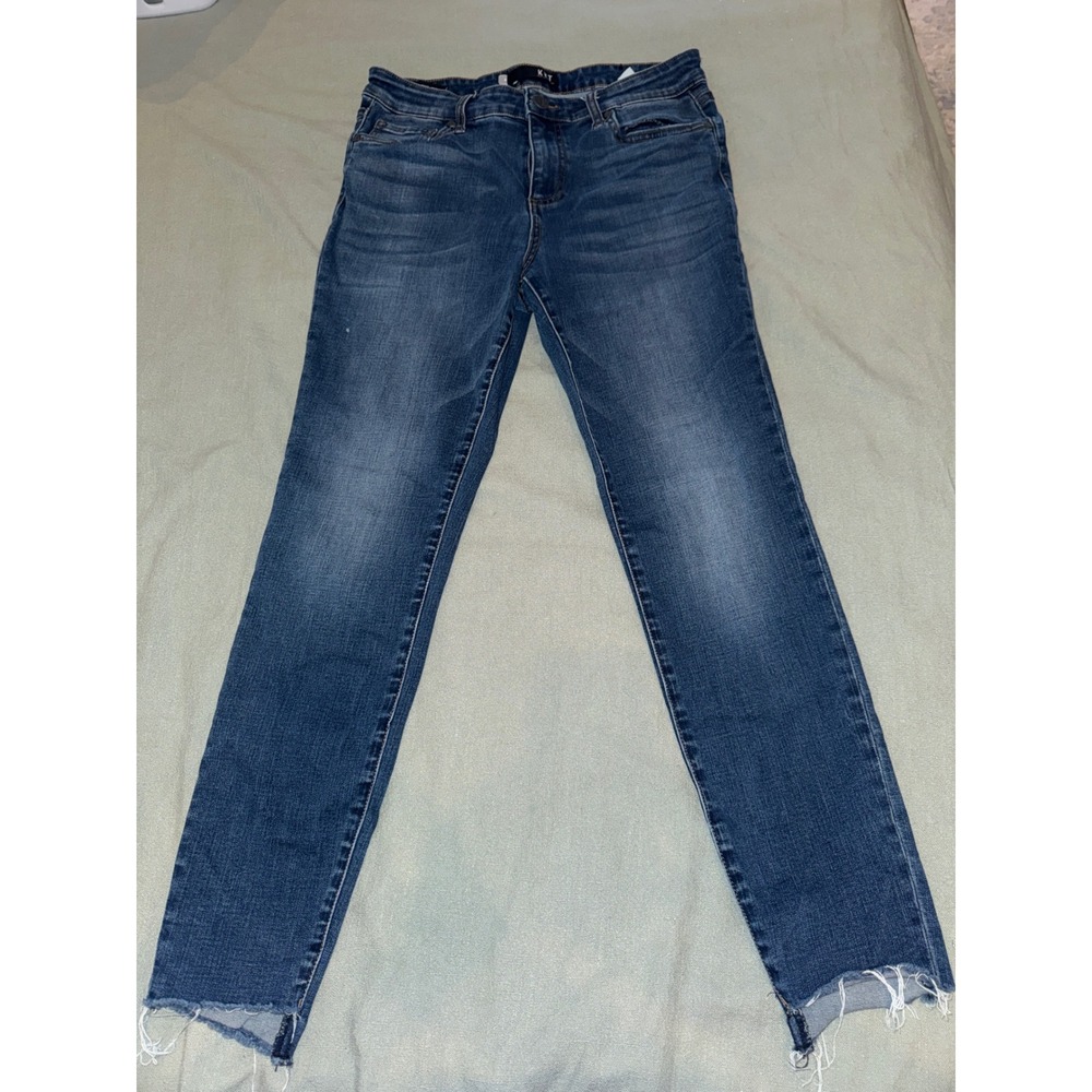 KUT from the Kloth Connie High Rise Ankle Skinny Jeans Medium Wash Raw Hem 8